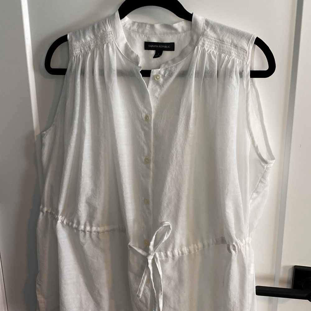 Banana Republic White Sheer Button Front Tunic - Picture 2 of 11